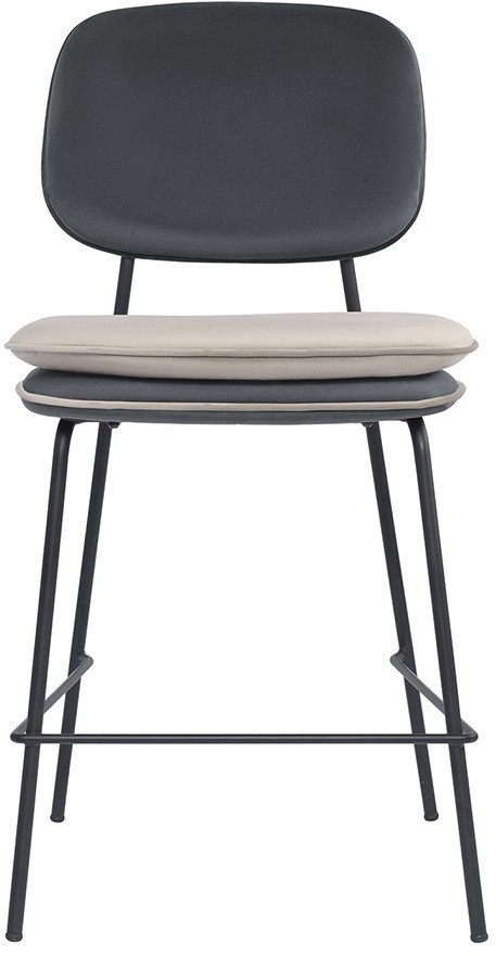 Стул полубарный с контрастным кантом pea, велюр, темно-серый/бежевый (77101)