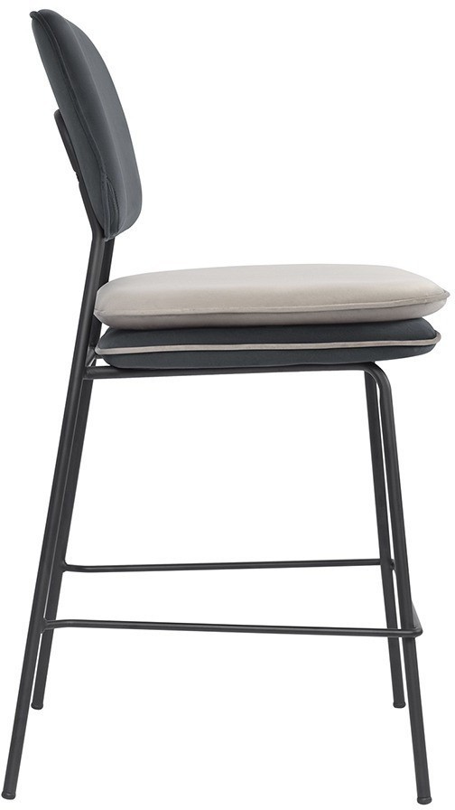 Стул полубарный с контрастным кантом pea, велюр, темно-серый/бежевый (77101)