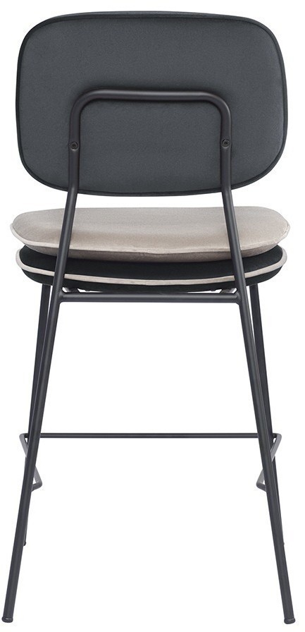 Стул полубарный с контрастным кантом pea, велюр, темно-серый/бежевый (77101)