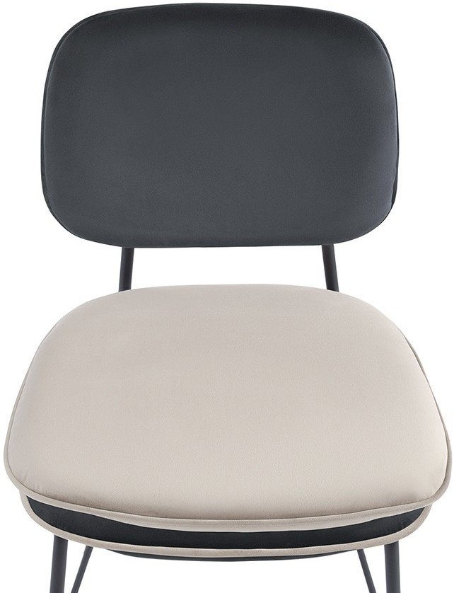 Стул полубарный с контрастным кантом pea, велюр, темно-серый/бежевый (77101)