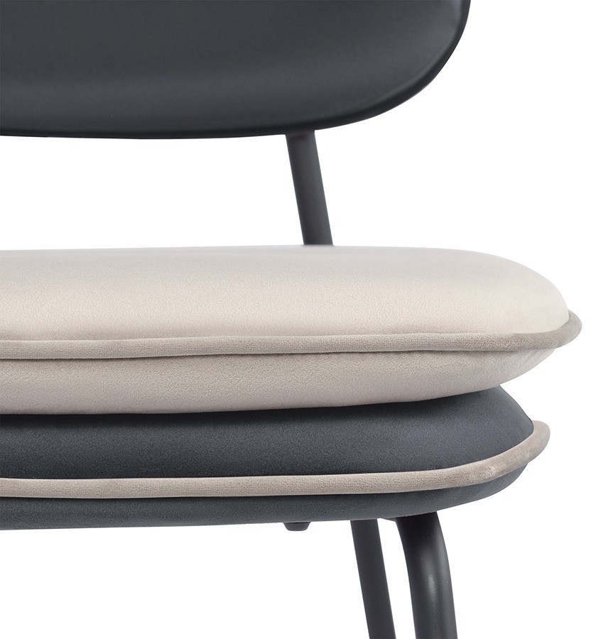 Стул полубарный с контрастным кантом pea, велюр, темно-серый/бежевый (77101)