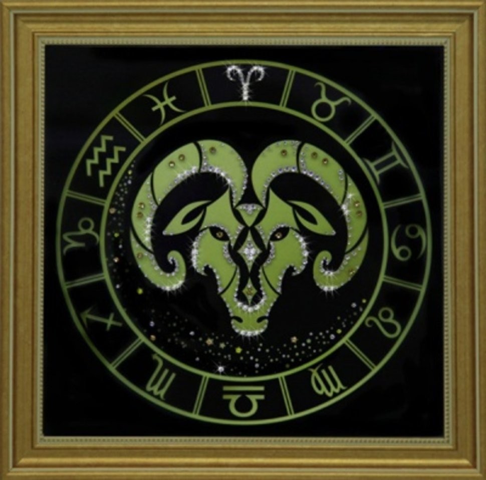 Картина Овен золото с кристаллами Swarovski (1731)