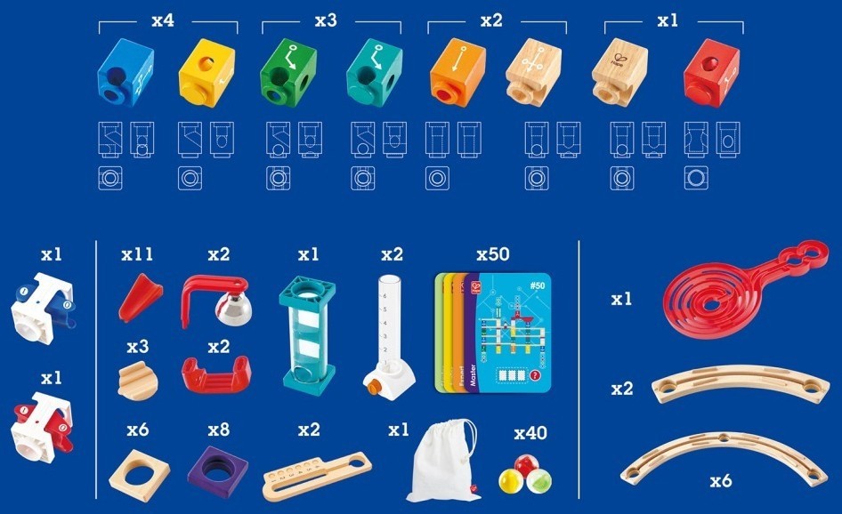 Деревянный конструктор лабиринт для детей "Квадрилла расширенный набор" Серия «Гонки» (E6029_HP)