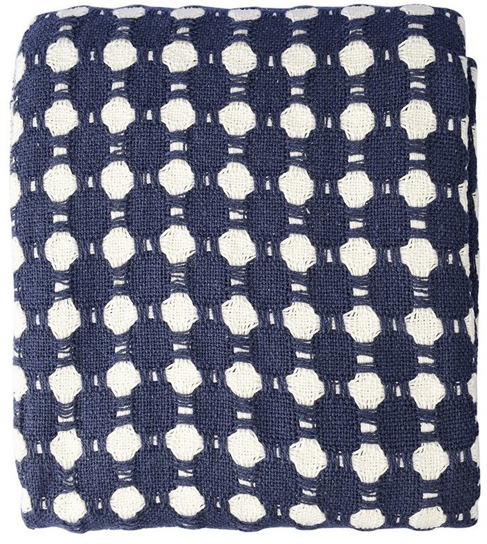 Покрывало из хлопка polka dots темно-синего цвета из коллекции essential, 180х250 см (76960)