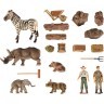 Набор фигурок животных серии "На ферме": Ферма игрушка, зебра, слоненок, детёныш бегемота, носороги, фермеры, инвентарь - 21 предмет (ММ205-078)
