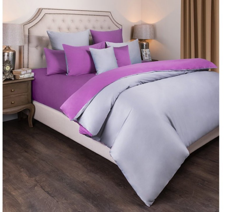 Кпб 2х сп "мозаика" хлопок 100%,фуксия+серый, сатин, SANTALINO (985-024)