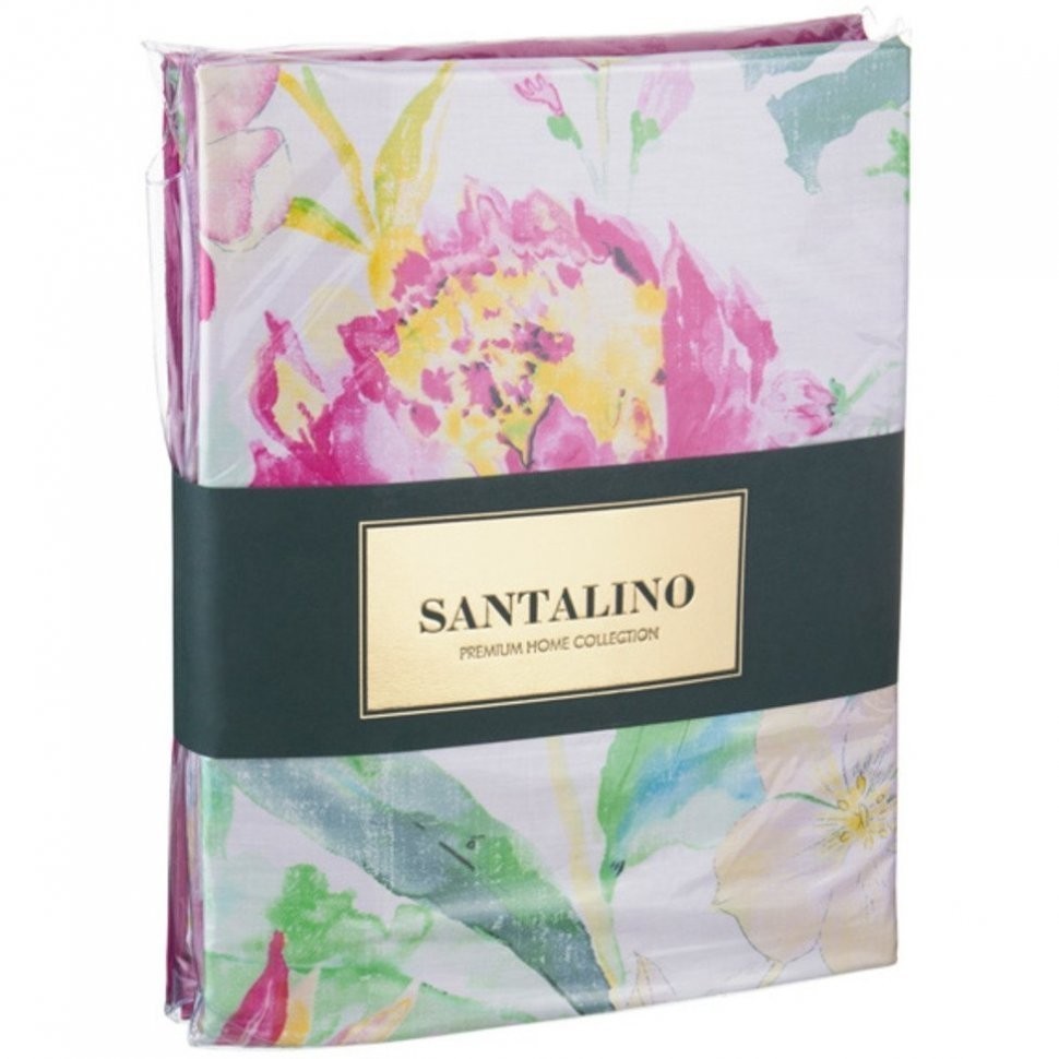 Кпб 2-х сп "тропикана",хлопок 100%,белый+фуксия,под175*215 -1шт., пр 240*240 -1шт., нав 70*70*5-2шт SANTALINO (985-241)