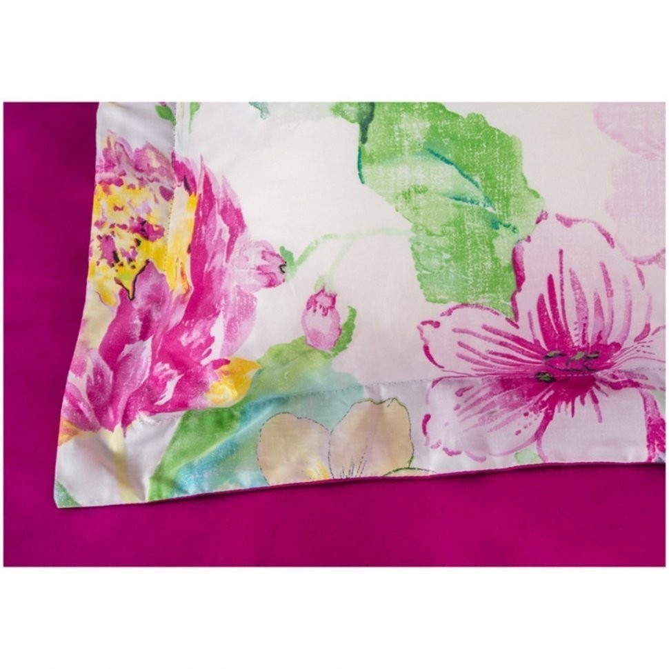 Кпб 2-х сп "тропикана",хлопок 100%,белый+фуксия,под175*215 -1шт., пр 240*240 -1шт., нав 70*70*5-2шт SANTALINO (985-241)