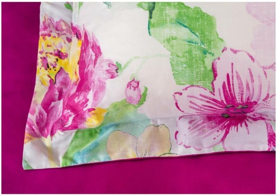 Кпб 2-х сп "тропикана",хлопок 100%,белый+фуксия,под175*215 -1шт., пр 240*240 -1шт., нав 70*70*5-2шт SANTALINO (985-241)