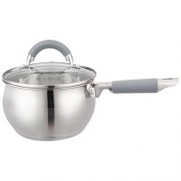 Ковш agness со стекл. крышкой серия apple 1,9 л. 16x9.5 см цвет: серый (937-361)