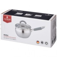 Ковш agness со стекл. крышкой серия apple 1,9 л. 16x9.5 см цвет: серый (937-361)