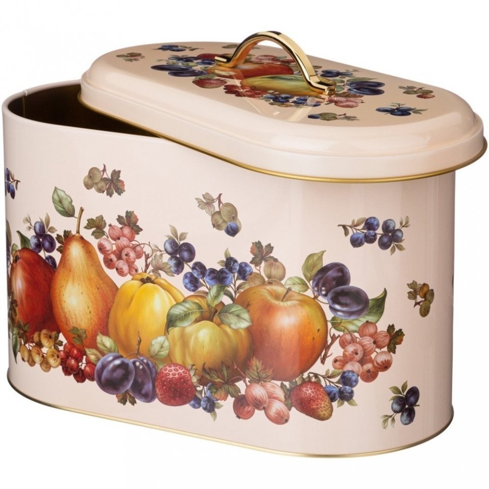 Набор agness "фрукты" хлебница  17,8*33,8*20 см, емкости  для сыпучих ø10,5*15 сm/1200 мл 3 шт Agness (949-012)