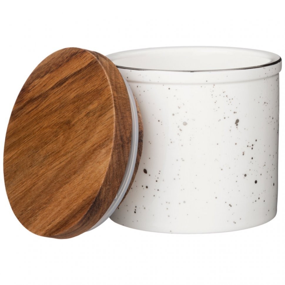 Банка с деревянной крышкой bronco "platinum" 9,5*9,5 см 300 мл (263-1149)