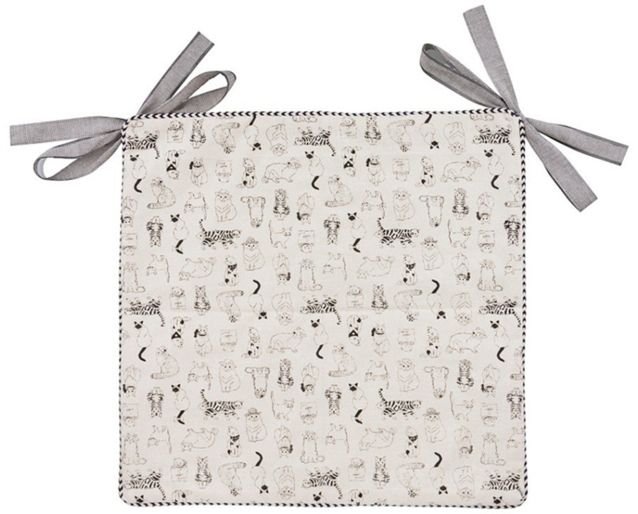 Сидушка на стул "котомания" 38х38см, 100% лён, синтепон, Оптпромторг ООО (D-850-838-5)