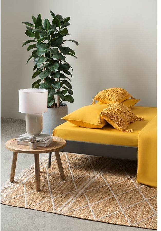 Комплект постельного белья полутораспальный горчичного цвета из органического стираного хлопка из коллекции essential (69368)