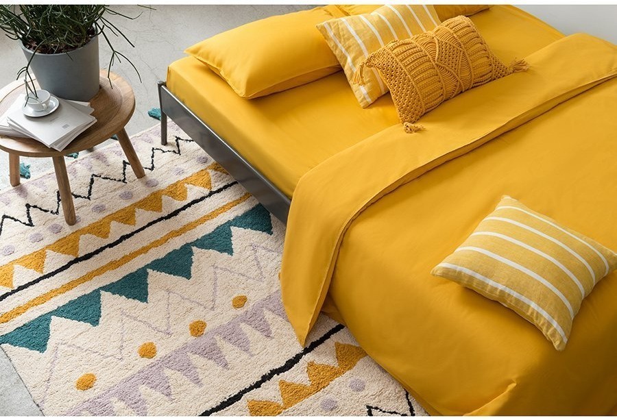 Комплект постельного белья полутораспальный горчичного цвета из органического стираного хлопка из коллекции essential (69368)