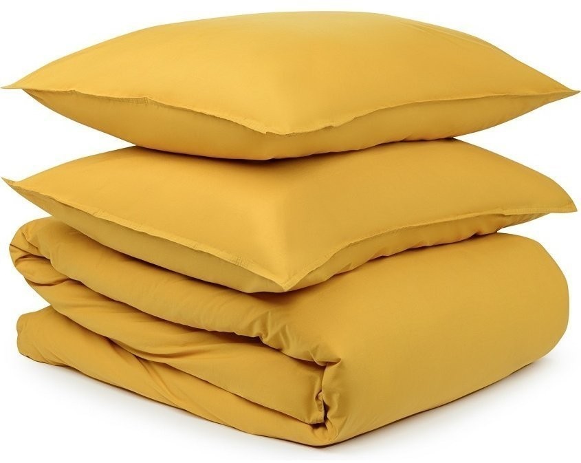 Комплект постельного белья полутораспальный горчичного цвета из органического стираного хлопка из коллекции essential (69368)