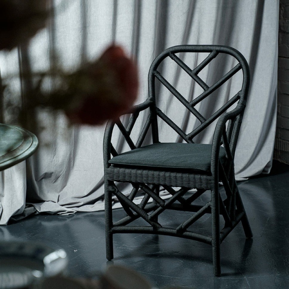 Полукресло FG-30569, ротанг, текстиль, Black, ROOMERS FURNITURE