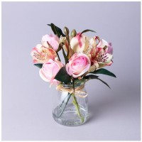 Букет искусственных цветов в круглой вазе высота= 16см Lefard (287-546)