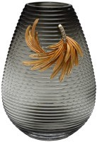 Ваза стеклянная серая с золотой веточкой 21*12*31см (TT-00013203)