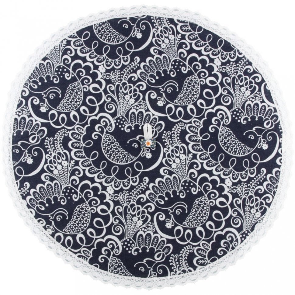 Полотенце круглое кухонное d75см "птица счастья", 100% хлопок, синий SANTALINO (850-460-40)