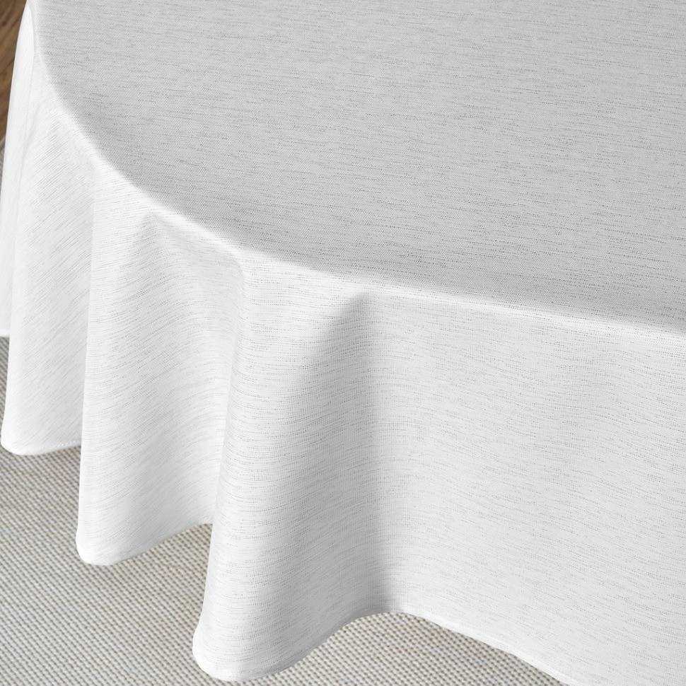 Скатерть  160х220 cm овальная, "феерия. серебро", цвет: белый, tm lefard, полиэстер 100% (986-004-28)