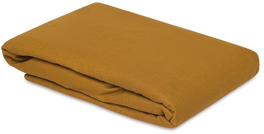 Простыня на резинке изо льна и хлопка цвета карри из коллекции essential, 180х200х30 см (77184)