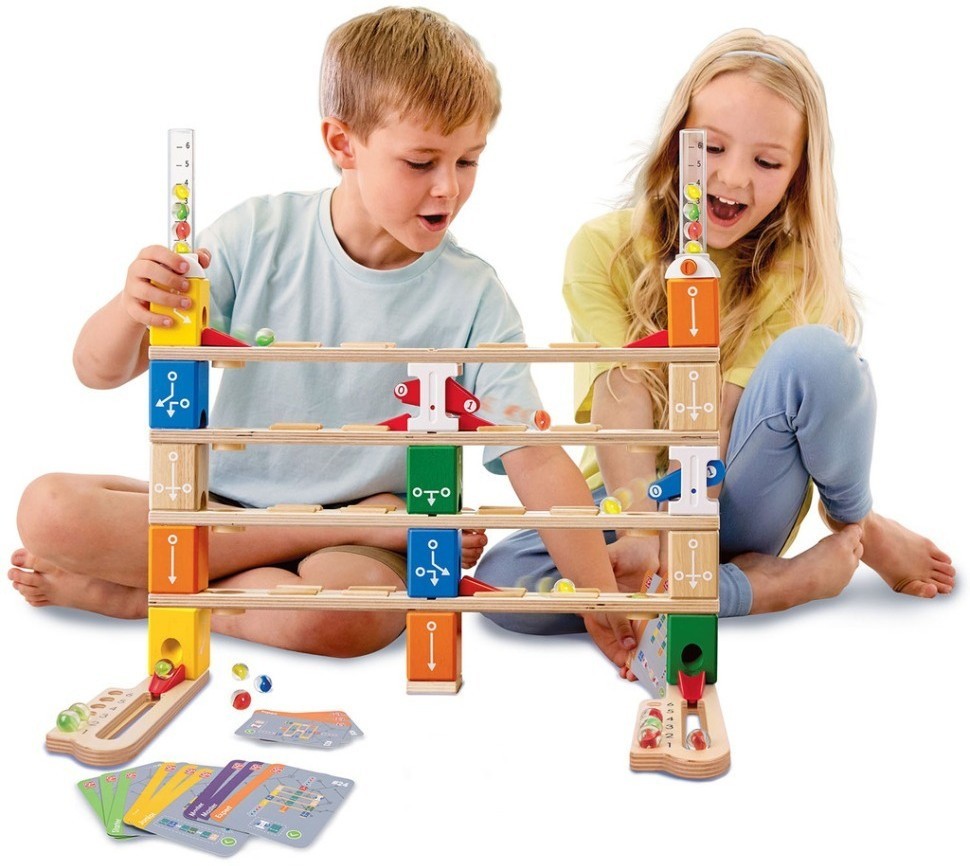 Деревянный конструктор лабиринт для детей "Квадрилла базовый набор" Серия «Гонки» (E6028_HP)