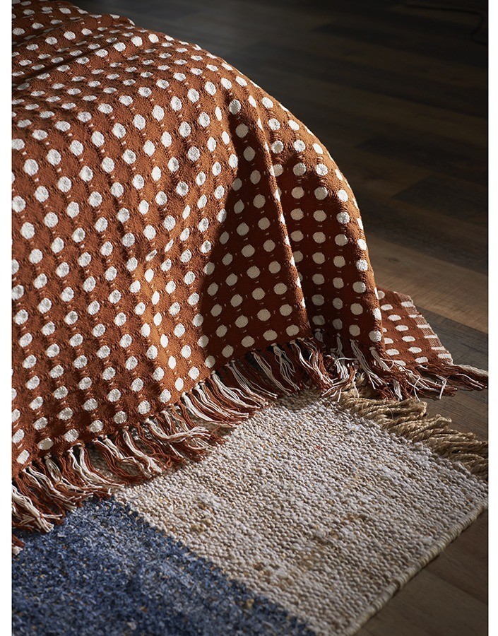 Покрывало из хлопка polka dots карамельного цвета из коллекции essential, 180х250 см (76959)