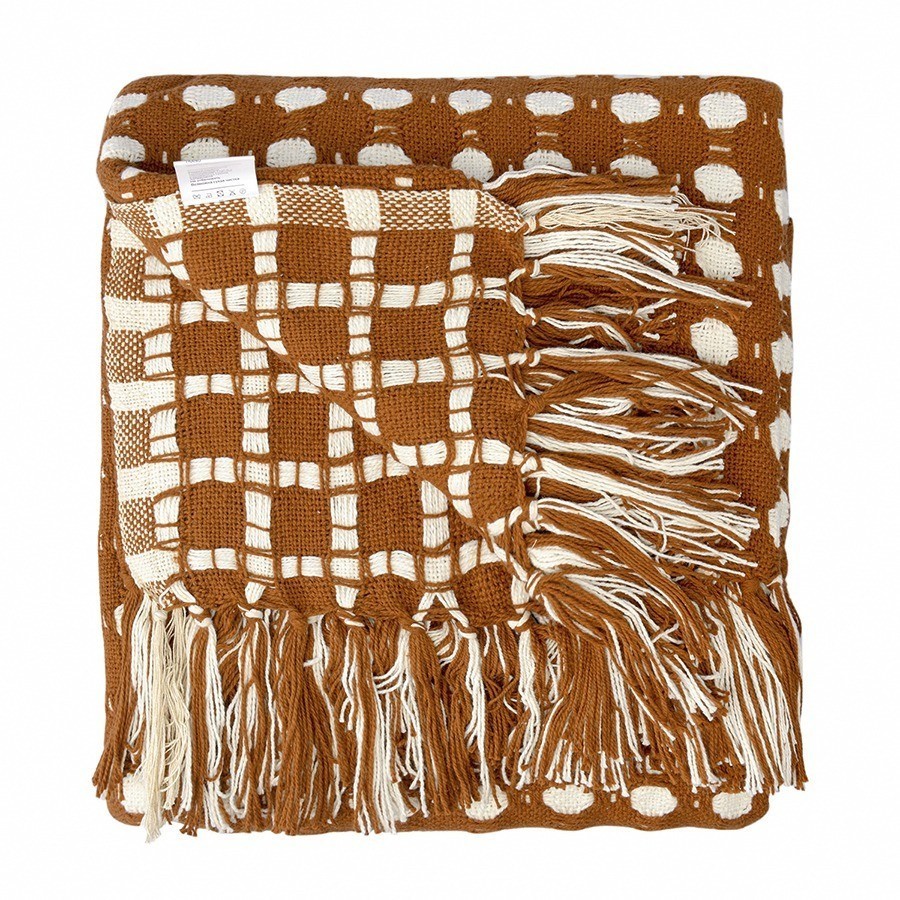 Покрывало из хлопка polka dots карамельного цвета из коллекции essential, 180х250 см (76959)