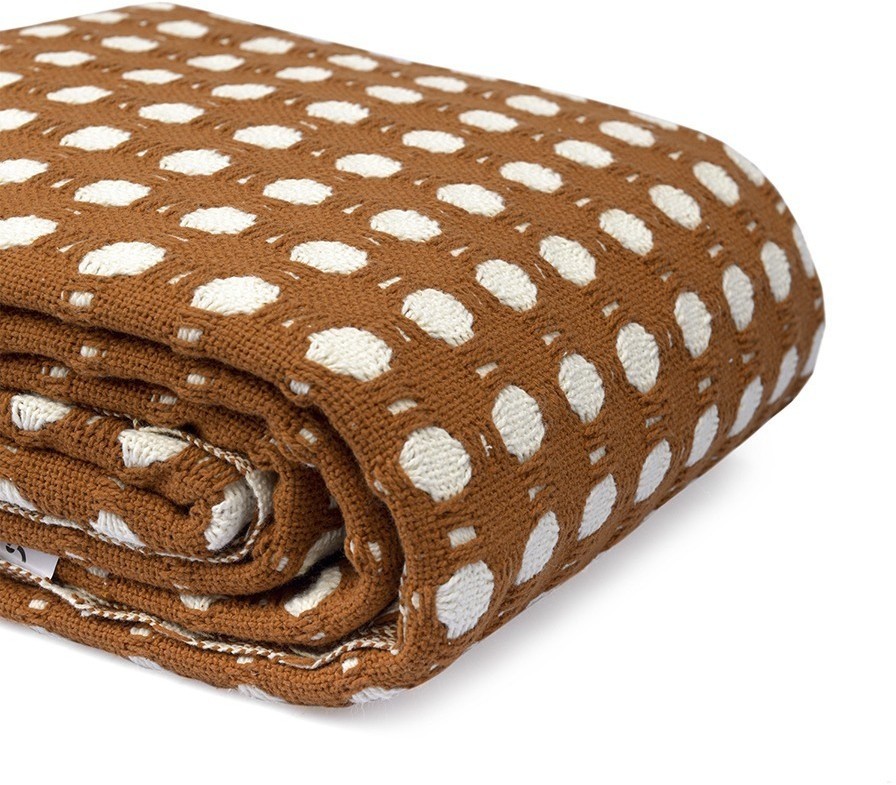 Покрывало из хлопка polka dots карамельного цвета из коллекции essential, 180х250 см (76959)