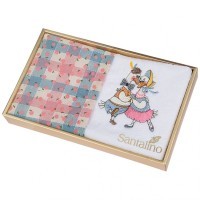 Набор полотенец из 2-х шт &quot;танго&quot;,50х30см, махра бел+рогожка  роз. 100% хлопок SANTALINO (850-453-90)