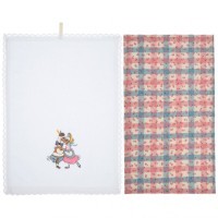 Набор полотенец из 2-х шт &quot;танго&quot;,50х30см, махра бел+рогожка  роз. 100% хлопок SANTALINO (850-453-90)