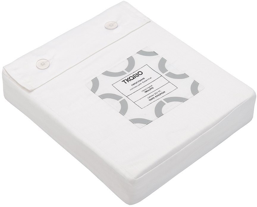 Простыня из сатина белого цвета из коллекции essential, 180х270 см (73743)