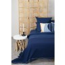 Комплект постельного белья полутораспальный темно-синего цвета из органического стираного хлопка из коллекции essential (69374)