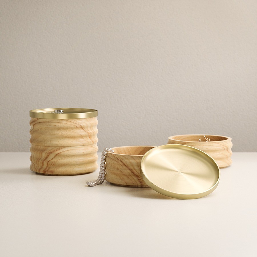 Шкатулка для украшений tesora, натуральное дерево/латунь (78726)