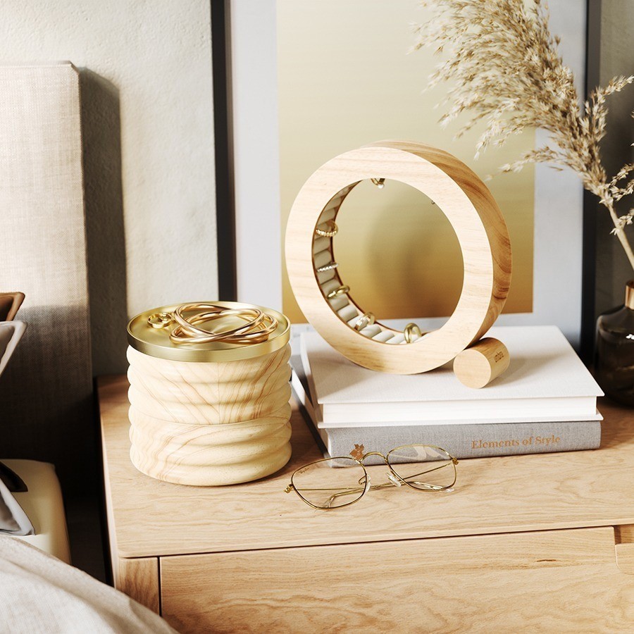 Шкатулка для украшений tesora, натуральное дерево/латунь (78726)