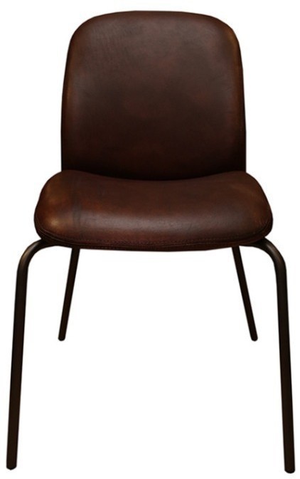 Стул SHELL SHELL/DBrown, каркас металл, обивка натуральная кожа, dark brown, ROOMERS FURNITURE