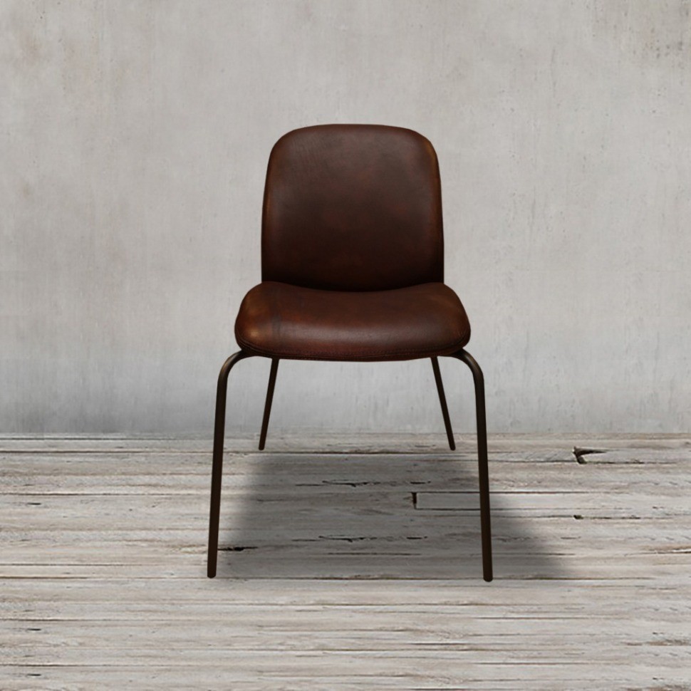 Стул SHELL SHELL/DBrown, каркас металл, обивка натуральная кожа, dark brown, ROOMERS FURNITURE