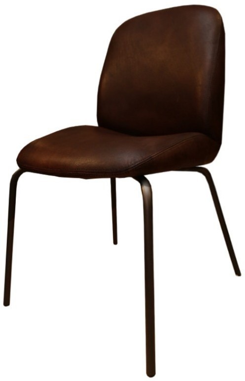 Стул SHELL SHELL/DBrown, каркас металл, обивка натуральная кожа, dark brown, ROOMERS FURNITURE