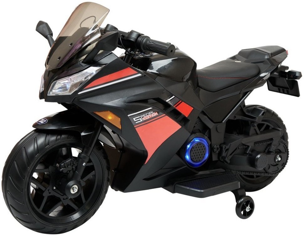 Детский электромотоцикл Kawasaki Ninja (12V, EVA, спидометр, ручка газа) (DLS07-BLACK)