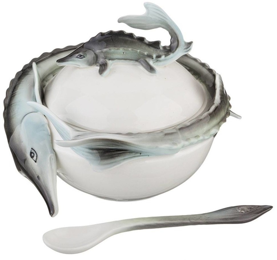 Икорница lefard "осётр" 12,5*11 см, с ложечкой (58-270)