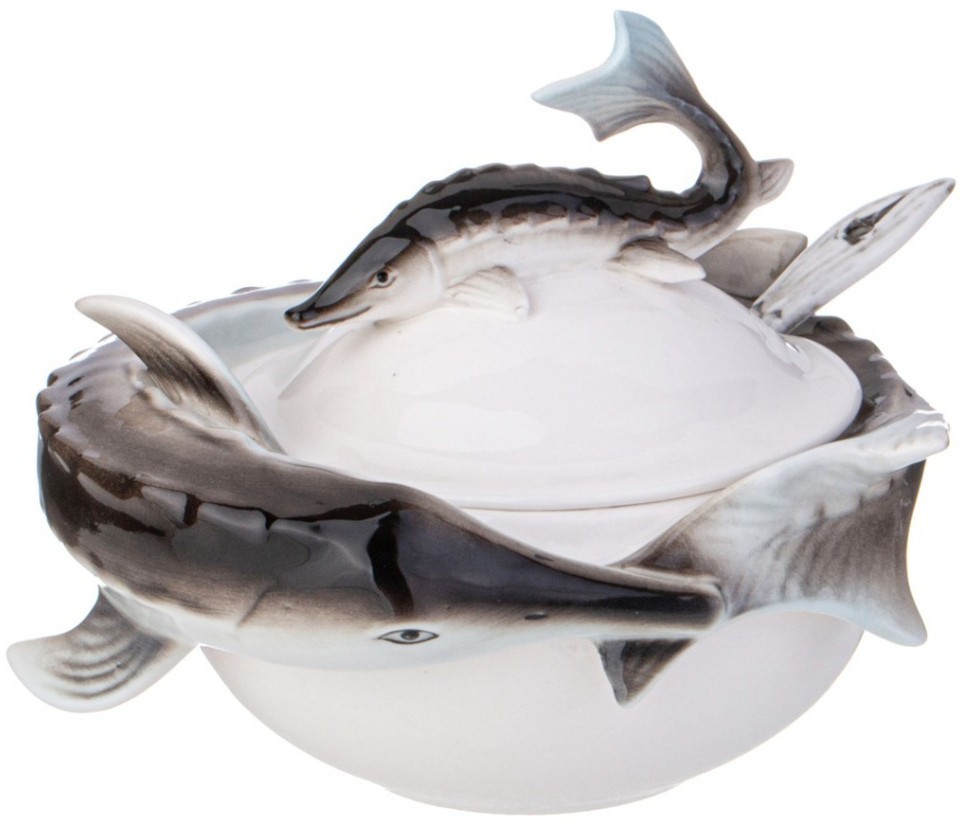 Икорница lefard "осётр" 12,5*11 см, с ложечкой (58-270)