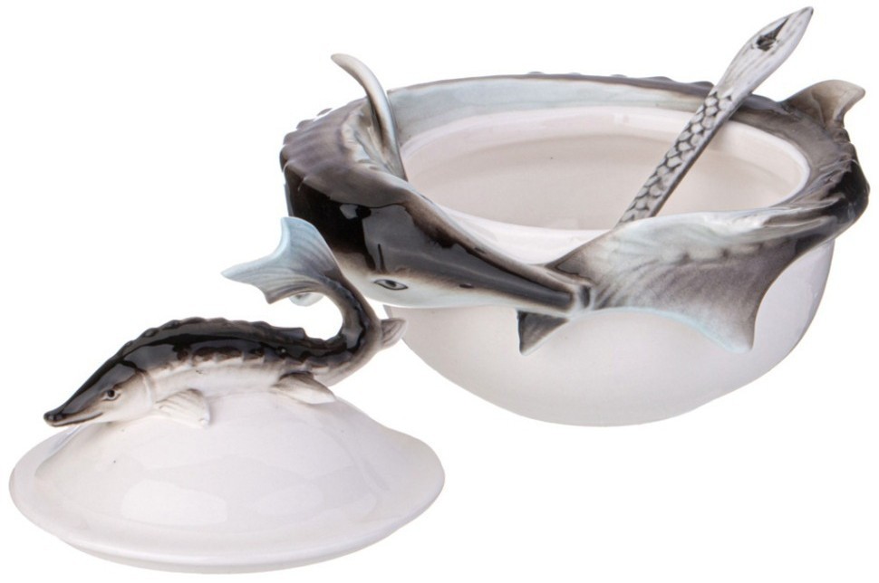 Икорница lefard "осётр" 12,5*11 см, с ложечкой (58-270)