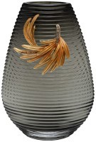 Ваза стеклянная серая с золотой веточкой 17*10*26см (TT-00013204)