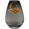Ваза стеклянная серая с золотой веточкой 17*10*26см (TT-00013204)
