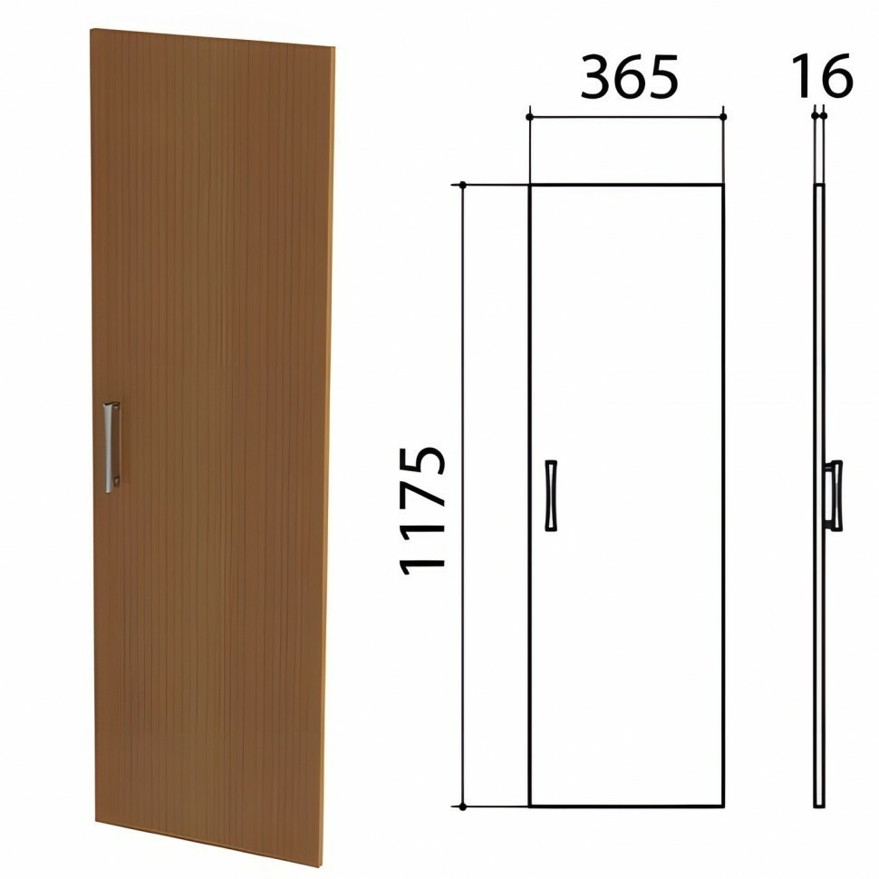 Дверь ЛДСП средняя Монолит 365х16х1175 мм цвет орех гварнери ДМ42.3 640207 (91345)