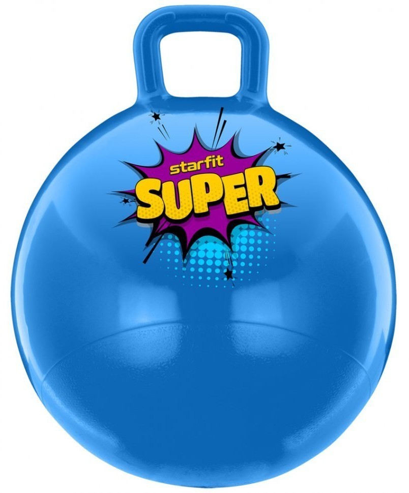 Мяч-попрыгун GB-0401, SUPER, 45 см, 500 гр, с ручкой, голубой, антивзрыв (732329)