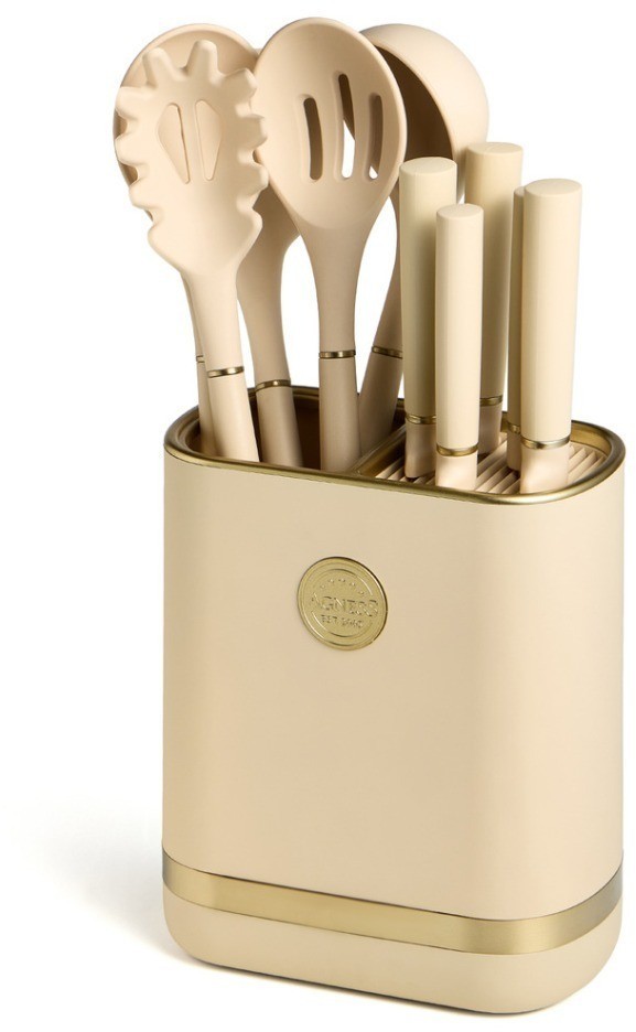 Набор agness из 11пр: 5 ножей,подставка,половник,ложка,лопатка,шумовка,ложка для спагетти (671-220)