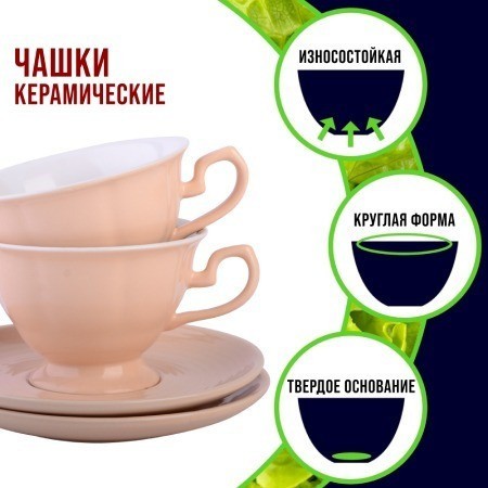 Чайный сервиз на 2 персоны 4 предмета 200 мл LORAINE (26554-1)